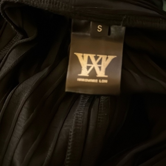 Black Ribbed Maxi Dress with Mock Neck and Slit - Picture 4 of 6